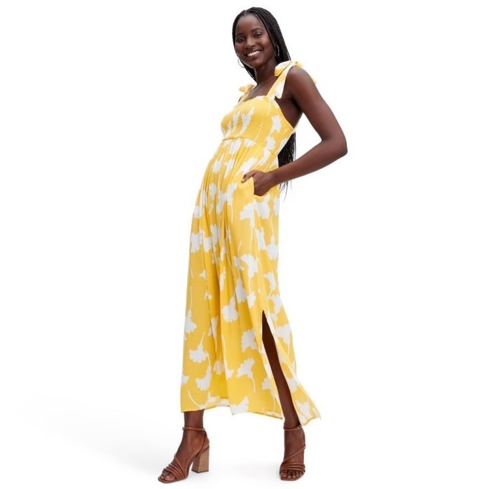 Diane von Furstenberg for Target Smocked Tie Strap Ginkgo Yellow Midi Dress, Med